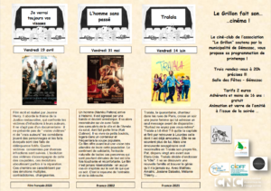 Programmation Ciné Club “Le Grillon” Gémozac