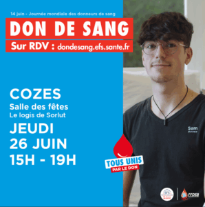 Don de Sang COZES                                                 Jeudi 26 juin 15h – 19h