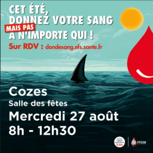 Don de Sang COZES – Mercredi 27 Aout-  8h/12h30