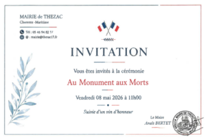 Invitation cérémonie du 08 mai à 11h00