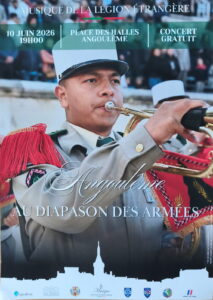 Concert Gratuit  – Musique de la Légion Étrangère –   Le 10 juin 2026 – Angoulême –
