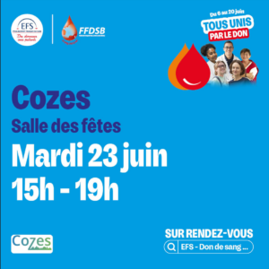 Don du sang _ Mardi 23 juin 2026 _ Cozes