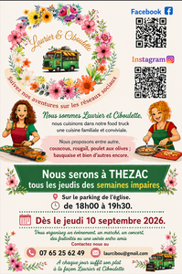 Foodtruck sur Thézac Les jeudis semaines impaires de 18h00 à 19h30