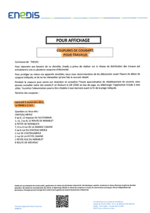 Coupures de courant pour travaux                                              mercredi 09 septembre 2026 de 09h à 12h