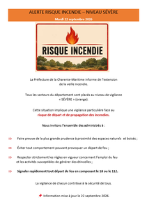 Alerte Risque incendie – Niveau sévère